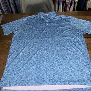 Peter Millar Polo Shirt Mens Sz 2XL Blue Summer Comfort Jackie Guitar Golf